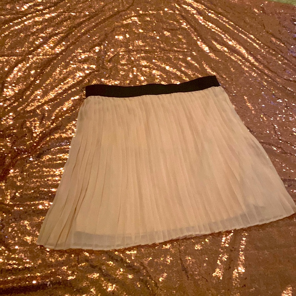 Light pink pleated skirt with black elastic waist band (Size large)